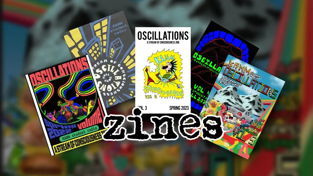 A stack of different zine covers designed by KANM members.